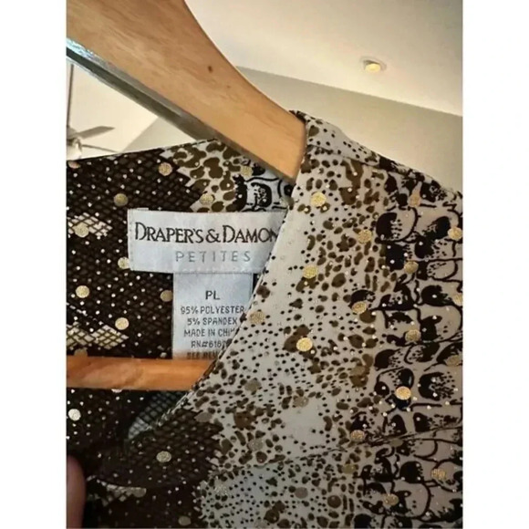 Draper’s And Damon’s Long Sleeve Glitter Blouse Size‎ Petite Large - Picture 3 of 4
